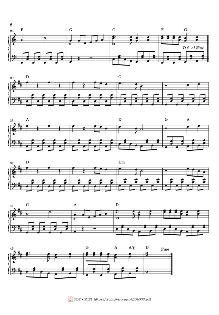 Page 2 of the piano sheet music PDF Piano – Beautiful Sunday Piano by Daniel Boone