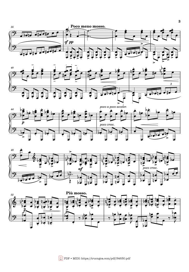 Page 3 of the piano sheet music PDF Piano – Rachmaninov Etude Tableau op. 39 no. 6 Piano by Sergei Rachmaninoff