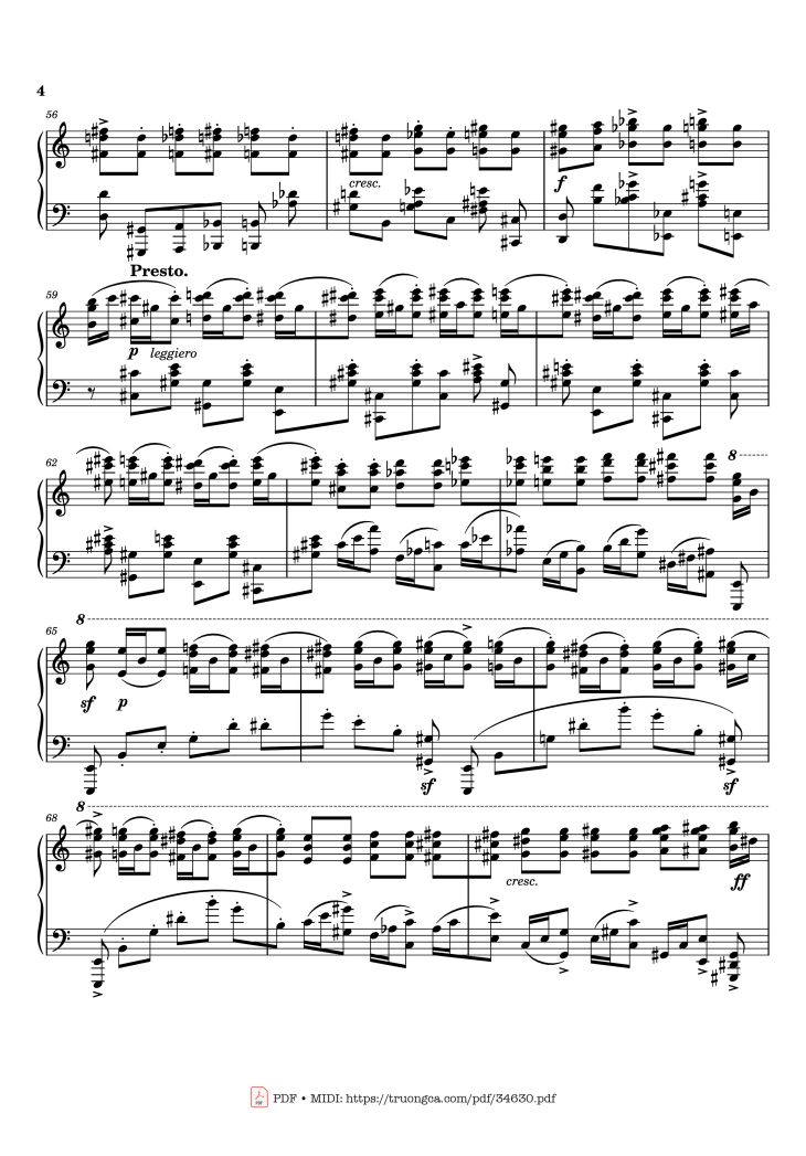 Page 4 of the piano sheet music PDF Piano – Rachmaninov Etude Tableau op. 39 no. 6 Piano by Sergei Rachmaninoff
