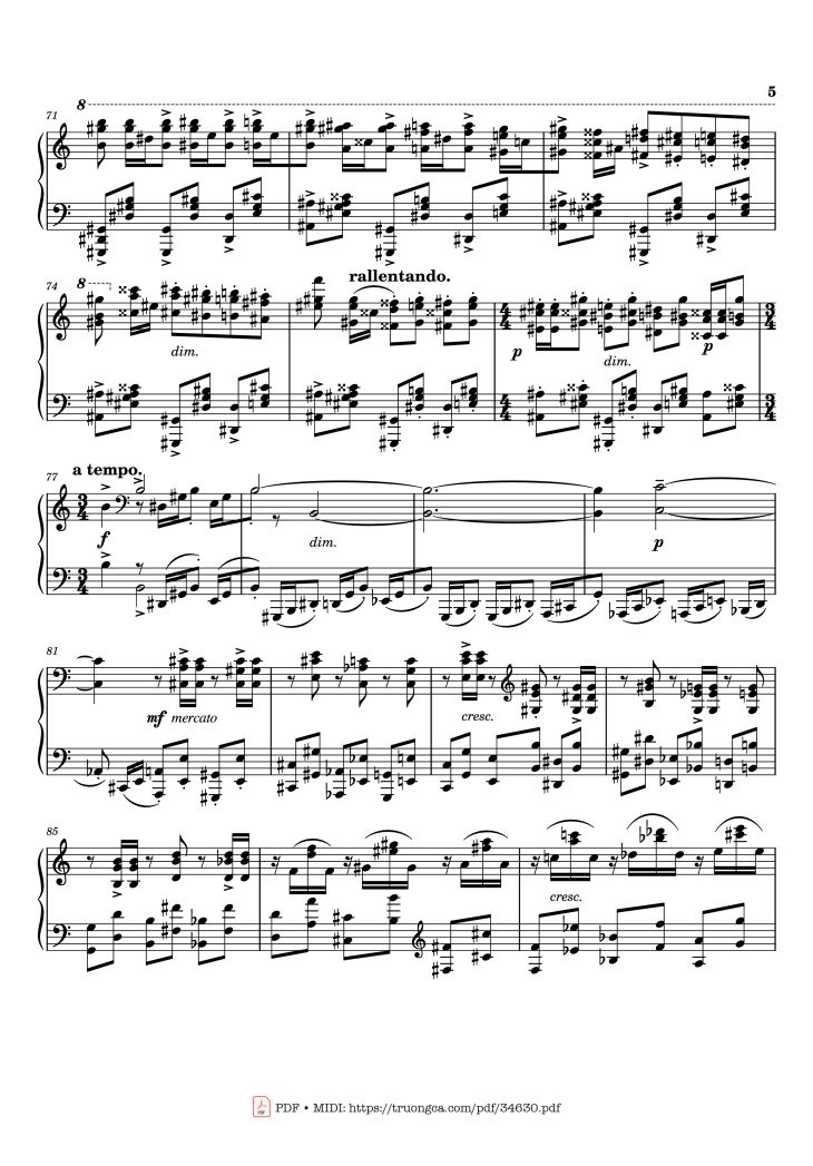Page 5 of the piano sheet music PDF Piano – Rachmaninov Etude Tableau op. 39 no. 6 Piano by Sergei Rachmaninoff