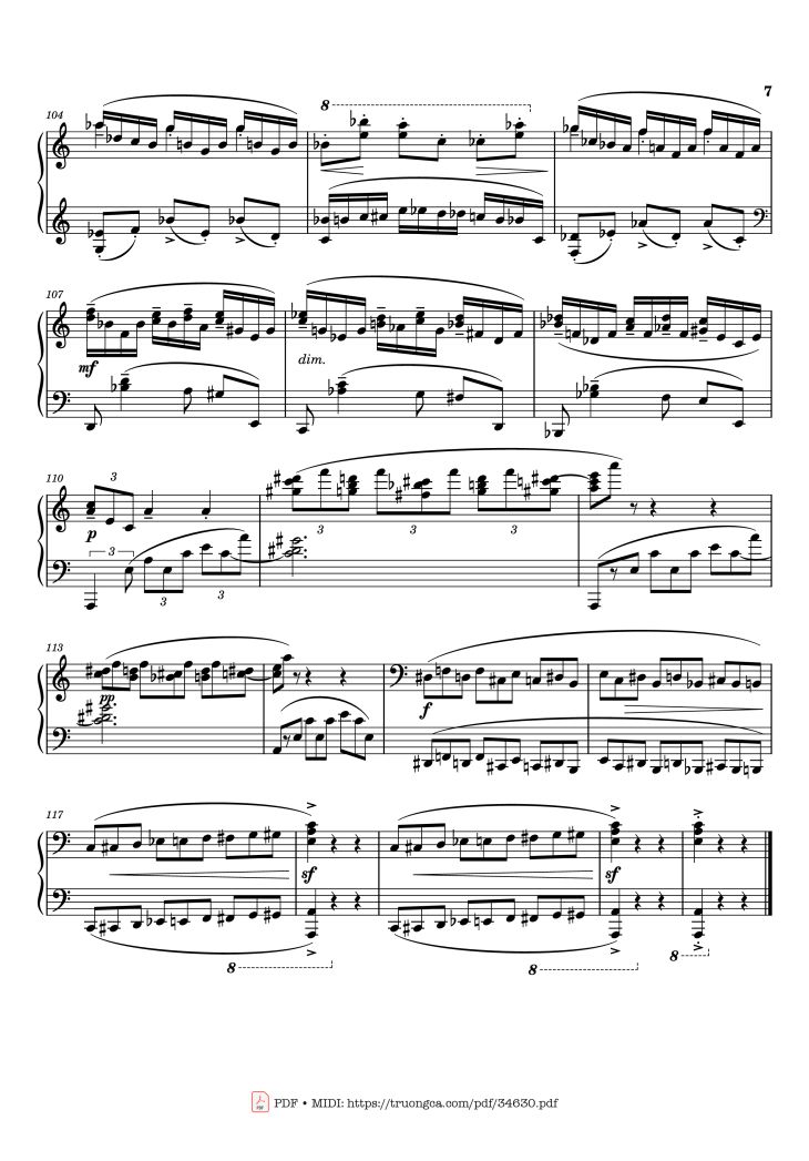 Page 7 of the piano sheet music PDF Piano – Rachmaninov Etude Tableau op. 39 no. 6 Piano by Sergei Rachmaninoff
