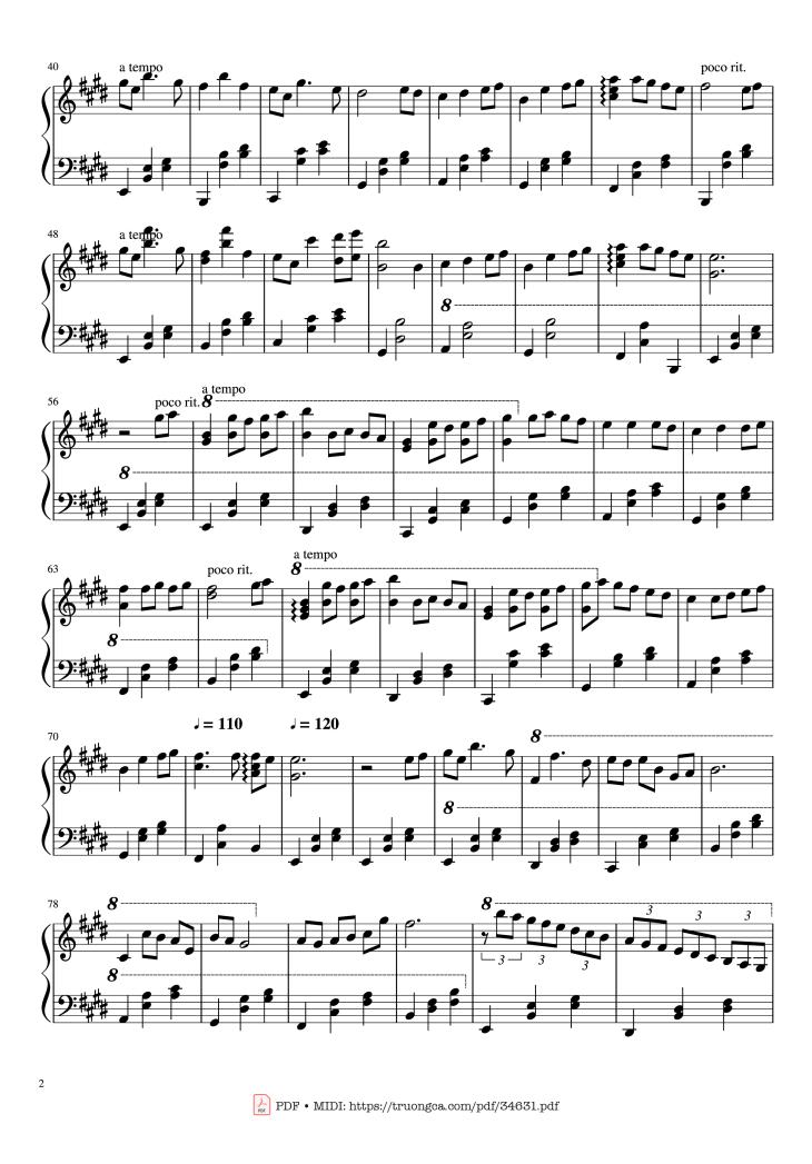Page 2 of the piano sheet music PDF Piano – Itsumo Nando Demo - Always with me Piano by Kimura Yumi (木村弓)