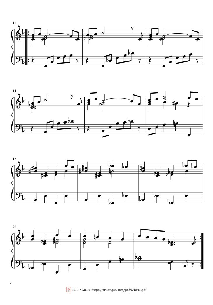 Page 2 of the piano sheet music PDF Piano – Theme from Summer of 