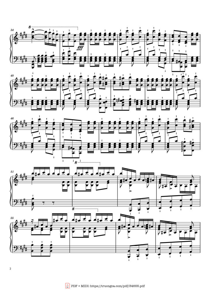 Page 2 of the piano sheet music PDF Piano – William Tell Overture Piano by Gioachino Rossini