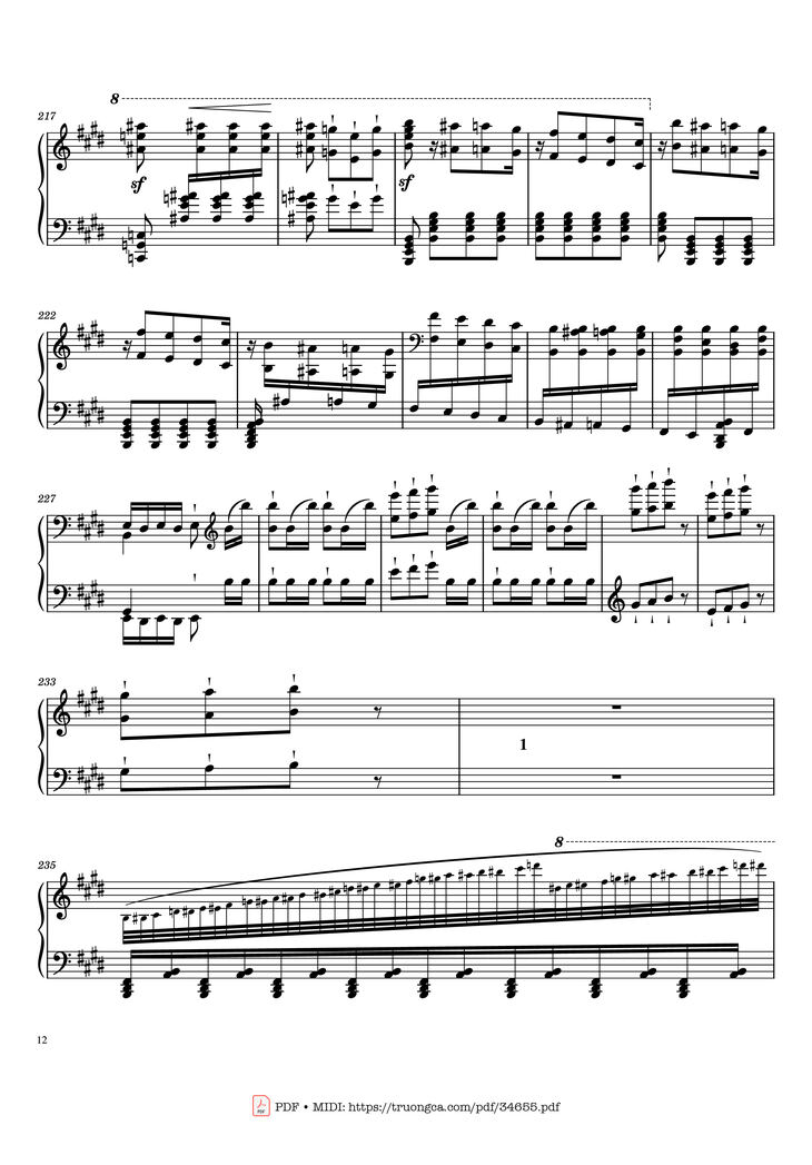 Page 12 of the piano sheet music PDF Piano – William Tell Overture Piano by Gioachino Rossini