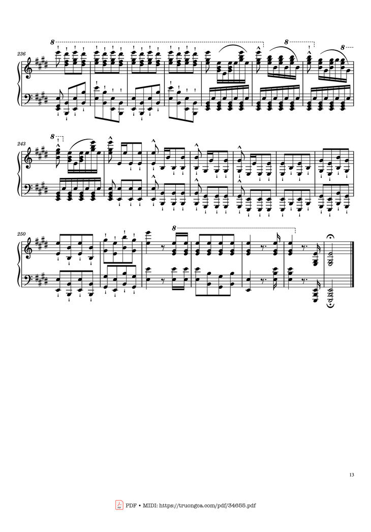 Page 13 of the piano sheet music PDF Piano – William Tell Overture Piano by Gioachino Rossini
