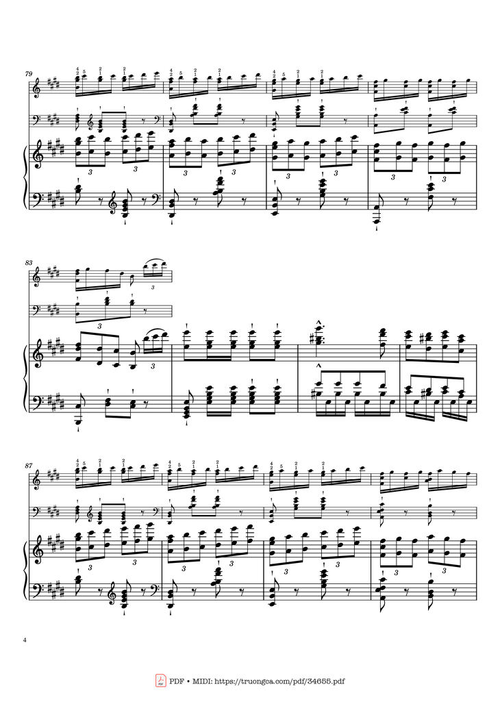 Page 4 of the piano sheet music PDF Piano – William Tell Overture Piano by Gioachino Rossini