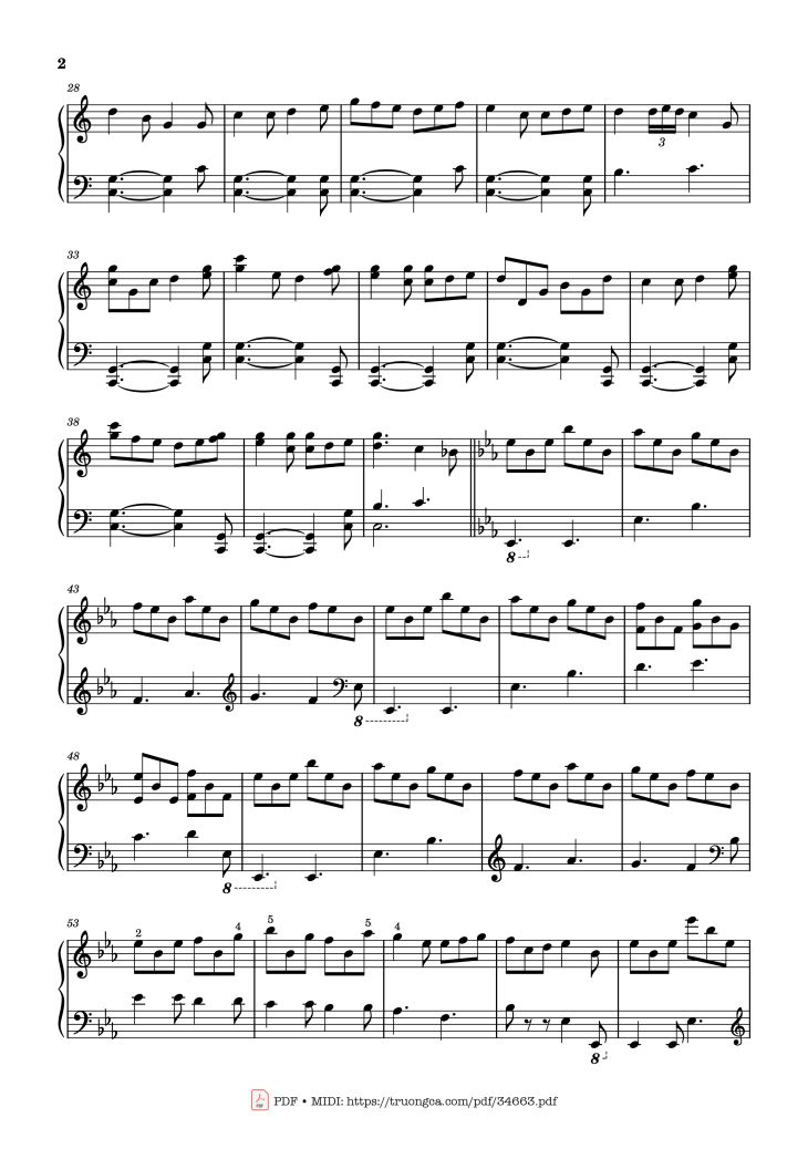 Page 2 of the piano sheet music PDF Piano – I Saw Three Ships Piano by English Christmas carol