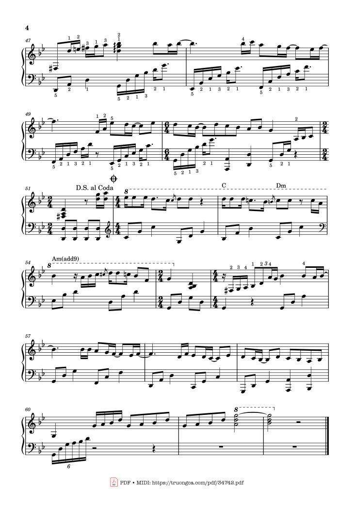 Page 4 of the piano sheet music PDF Piano – Người thầy Piano Solo by Nguyễn Nhất Huy
