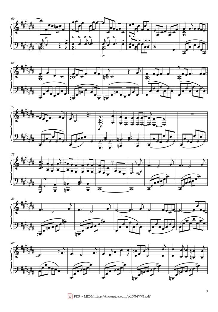 Page 3 of the piano sheet music PDF Piano – Sweet Child o