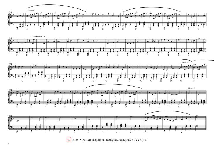 Page 2 of the piano sheet music PDF Piano – Ly Rượu Mừng Piano by Phạm Đình Chương