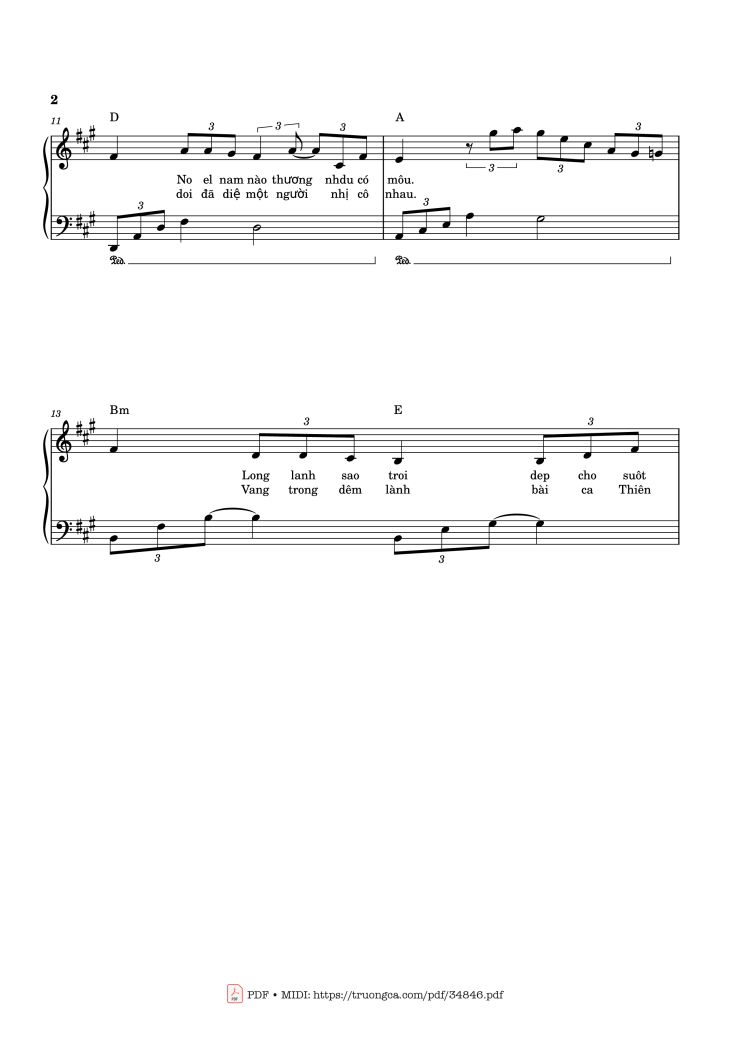 Page 2 of the piano sheet music PDF Piano – Bài Thánh Ca Buồn Piano by Nguyễn Vũ