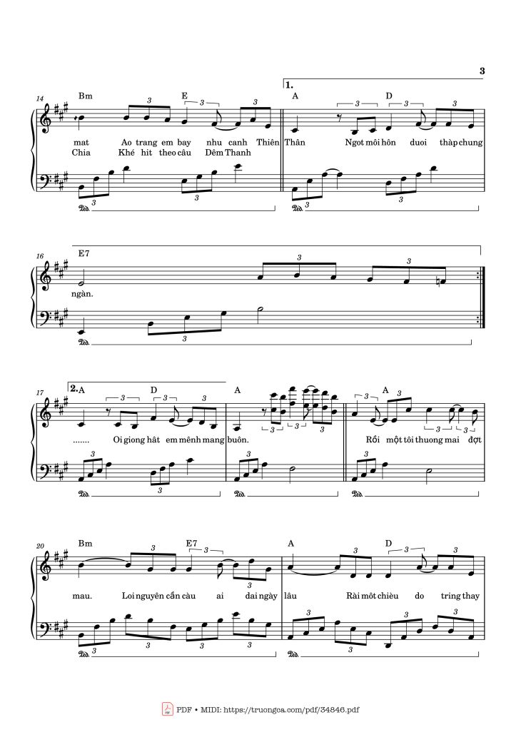 Page 3 of the piano sheet music PDF Piano – Bài Thánh Ca Buồn Piano by Nguyễn Vũ