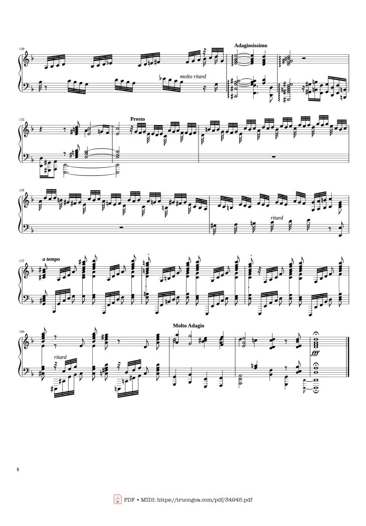 Page 8 of the piano sheet music PDF Piano – Toccata and Fugue in D Minor Piano by Johann Sebastian Bach