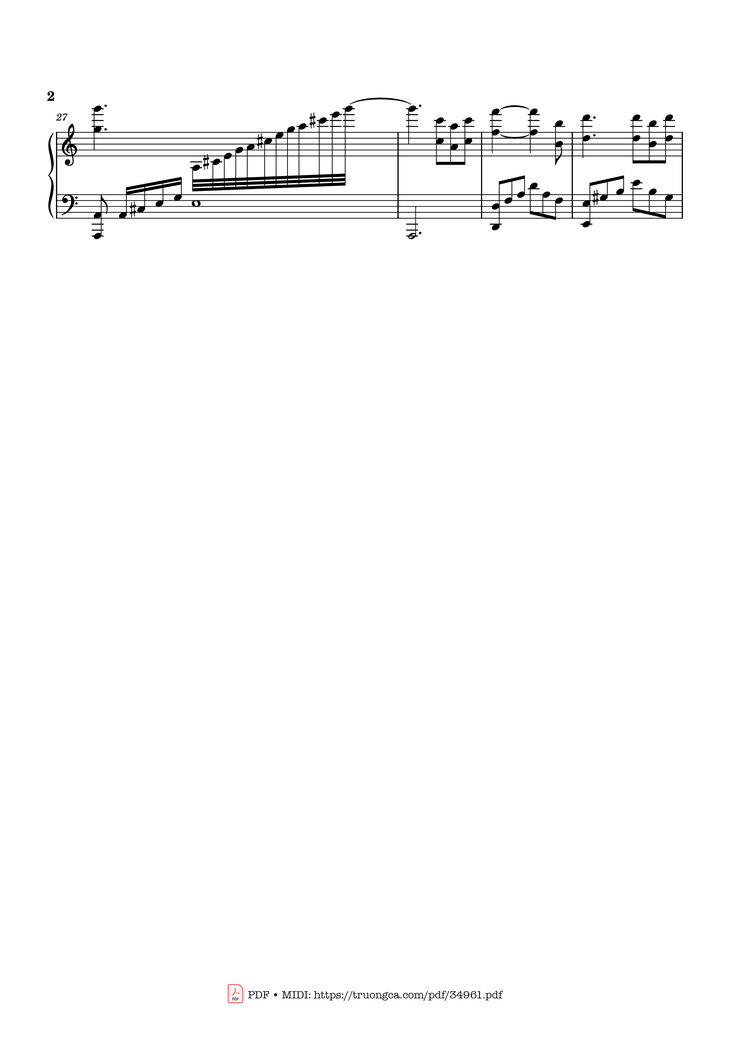 Page 2 of the piano sheet music PDF Piano – Nỗi nhớ mùa đông Piano by Phú Quang