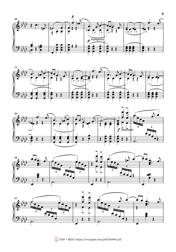 Page 3 of the piano sheet music PDF Piano – Valse Sentimentale Piano, Tchaikovsky by Pyotr Ilyich Tchaikovsky