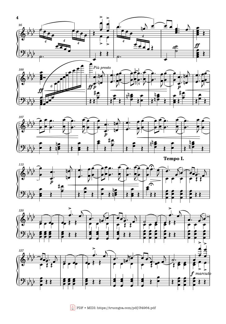 Page 4 of the piano sheet music PDF Piano – Valse Sentimentale Piano, Tchaikovsky by Pyotr Ilyich Tchaikovsky