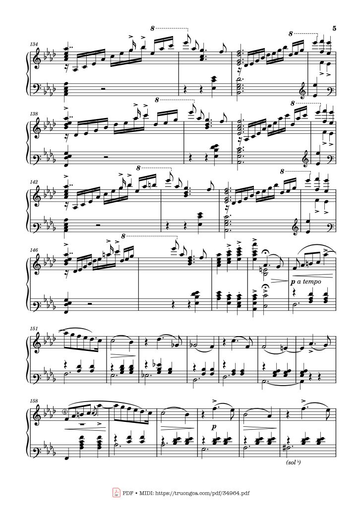Page 5 of the piano sheet music PDF Piano – Valse Sentimentale Piano, Tchaikovsky by Pyotr Ilyich Tchaikovsky