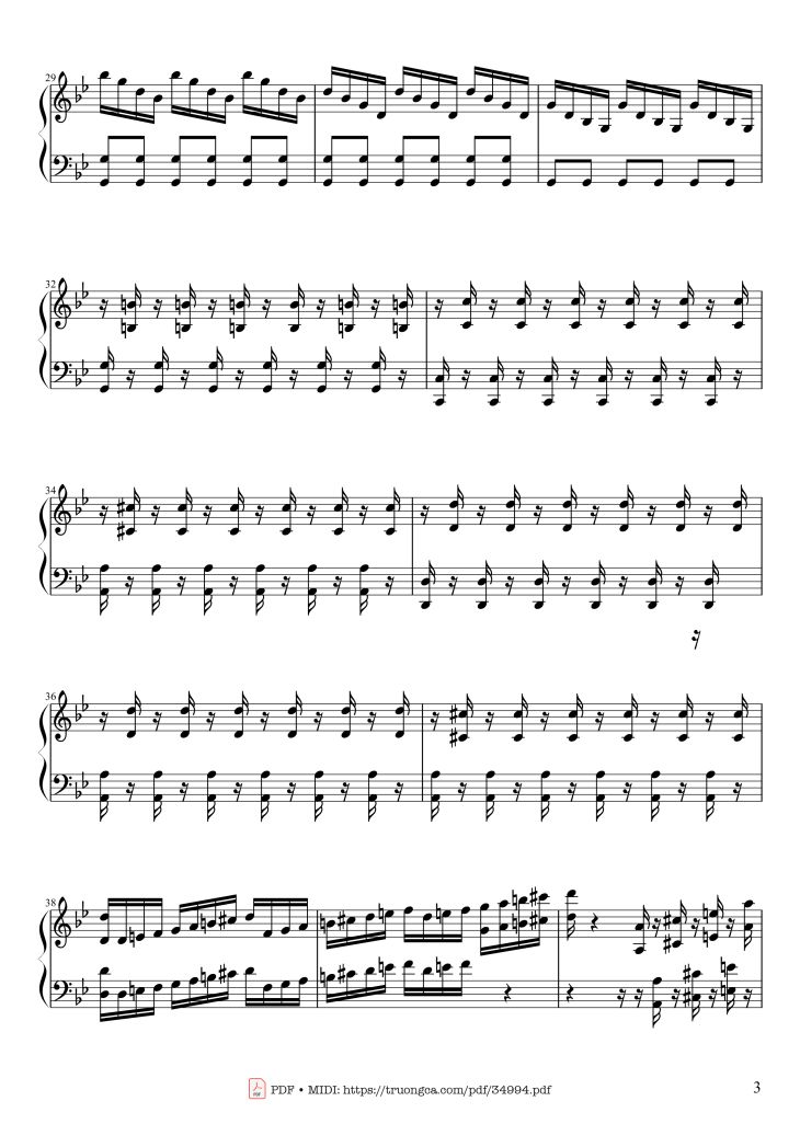 Page 3 of the piano sheet music PDF Piano – Summer - Vivaldi - Presto Piano by Antonio Vivaldi