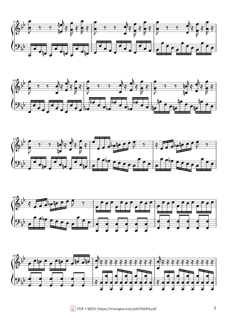 Page 5 of the piano sheet music PDF Piano – Summer - Vivaldi - Presto Piano by Antonio Vivaldi