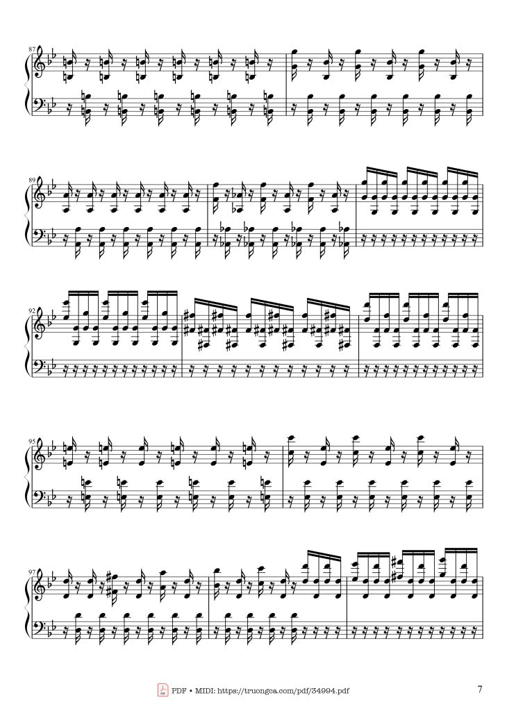 Page 7 of the piano sheet music PDF Piano – Summer - Vivaldi - Presto Piano by Antonio Vivaldi