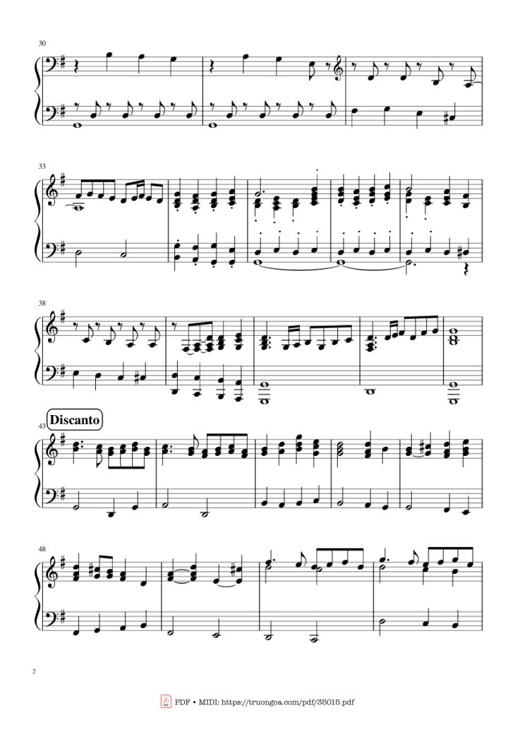 Page 2 of the piano sheet music PDF Piano – Adeste Fideles Piano by John Francis Wade