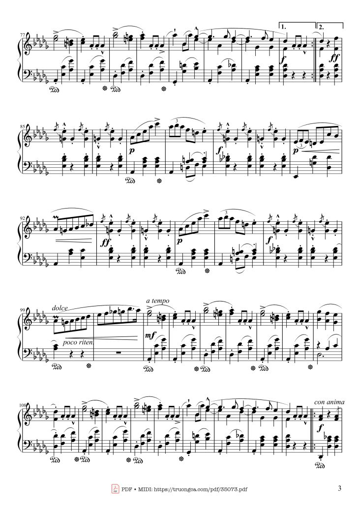 Page 3 of the piano sheet music PDF Piano – Waltz in E♭ Major, Grande Valse brillante Piano by Frédéric François Chopin