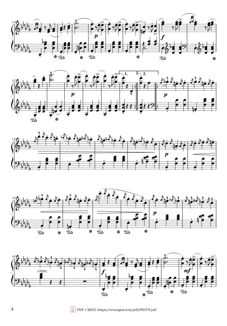 Page 4 of the piano sheet music PDF Piano – Waltz in E♭ Major, Grande Valse brillante Piano by Frédéric François Chopin