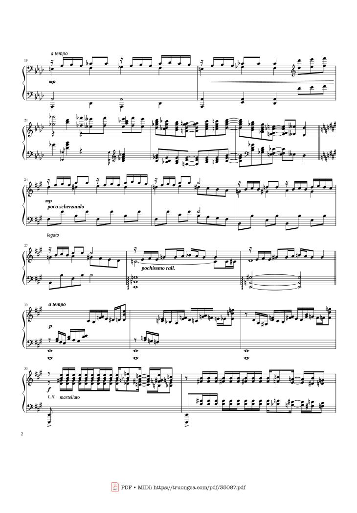 Page 2 of the piano sheet music PDF Piano – Rhapsody in Blue Piano by George Gershwin