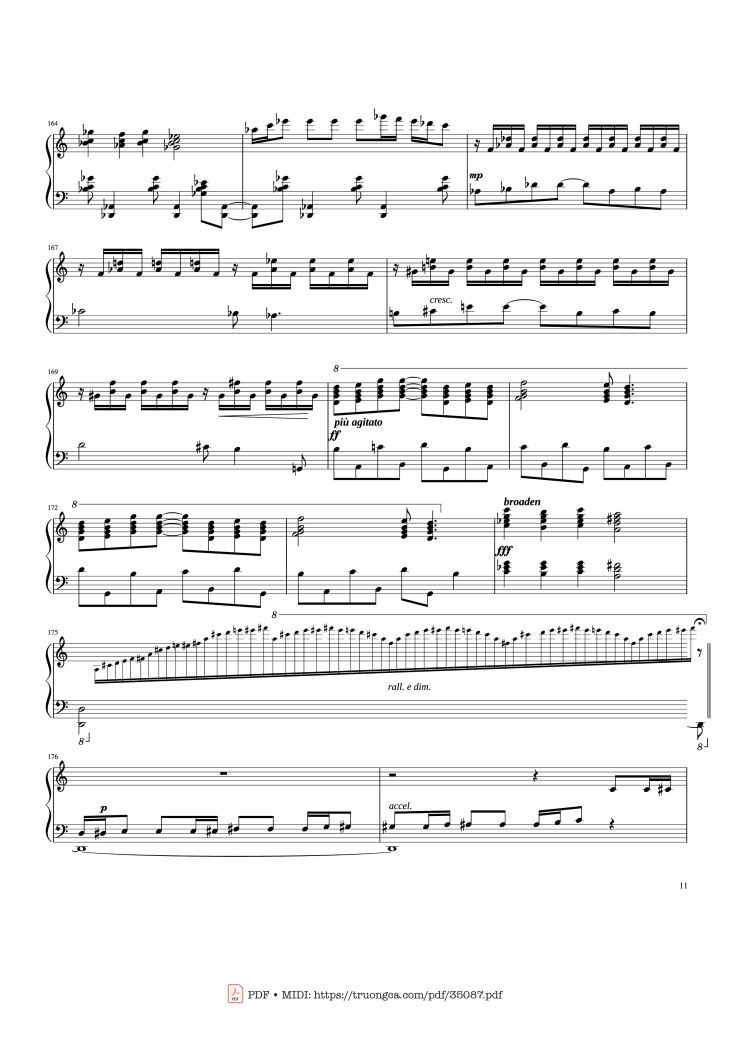 Page 11 of the piano sheet music PDF Piano – Rhapsody in Blue Piano by George Gershwin