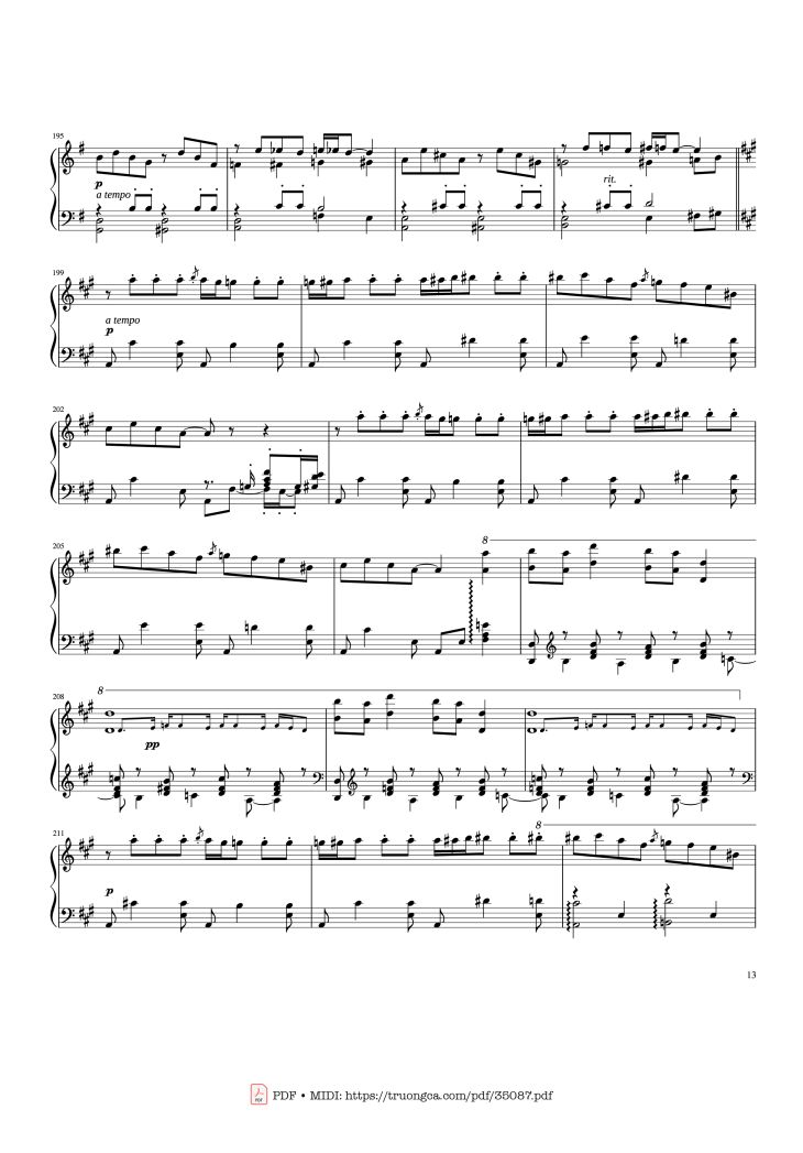 Page 13 of the piano sheet music PDF Piano – Rhapsody in Blue Piano by George Gershwin