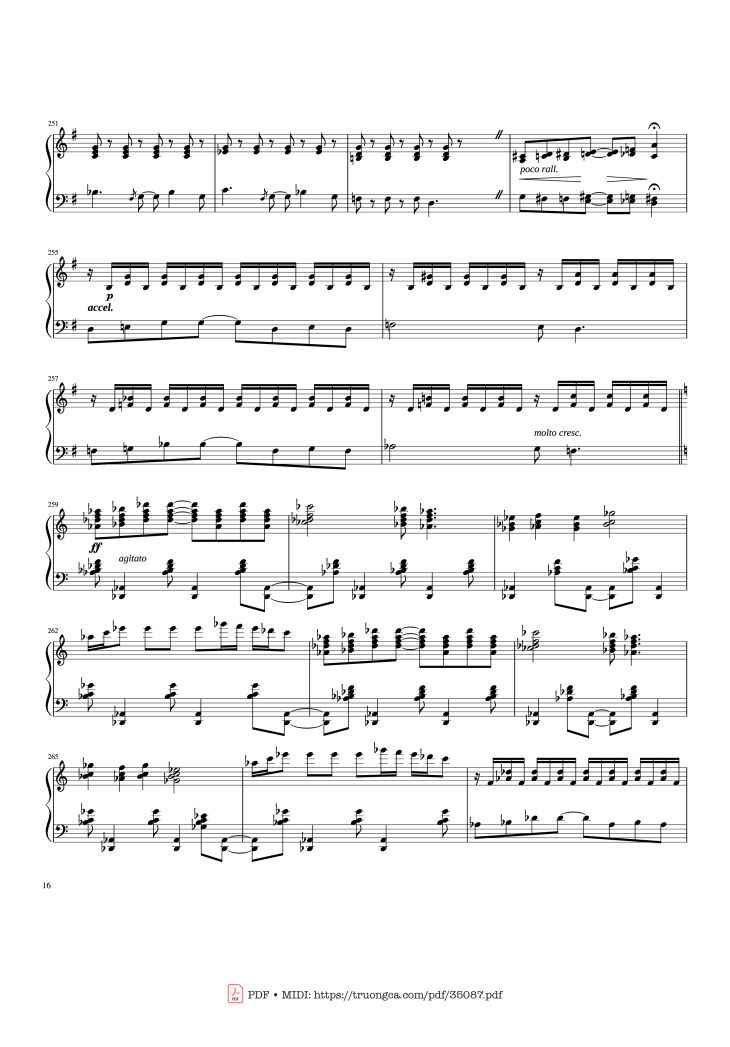 Page 16 of the piano sheet music PDF Piano – Rhapsody in Blue Piano by George Gershwin