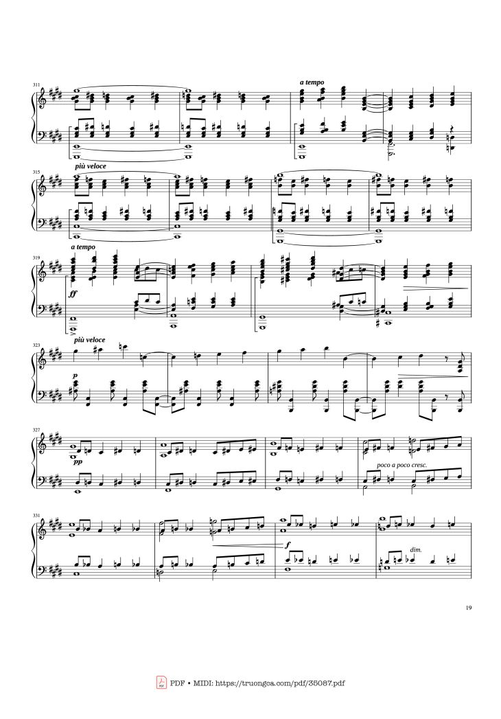 Page 19 of the piano sheet music PDF Piano – Rhapsody in Blue Piano by George Gershwin