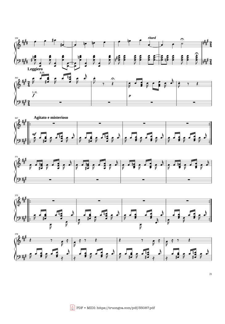 Page 21 of the piano sheet music PDF Piano – Rhapsody in Blue Piano by George Gershwin