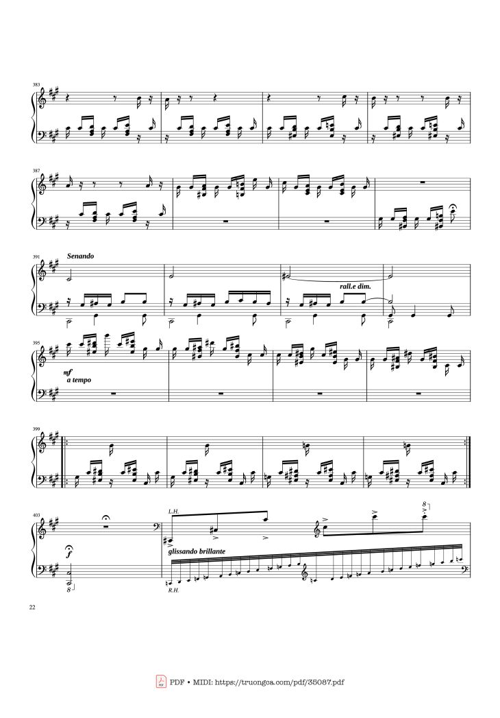 Page 22 of the piano sheet music PDF Piano – Rhapsody in Blue Piano by George Gershwin