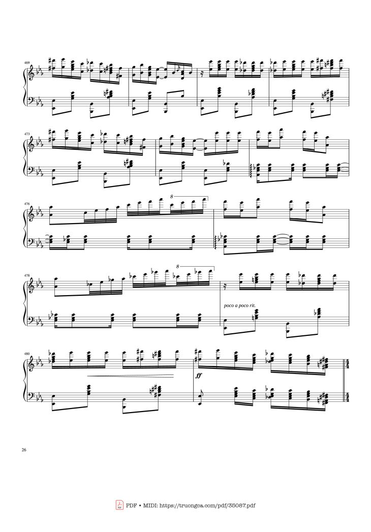 Page 26 of the piano sheet music PDF Piano – Rhapsody in Blue Piano by George Gershwin