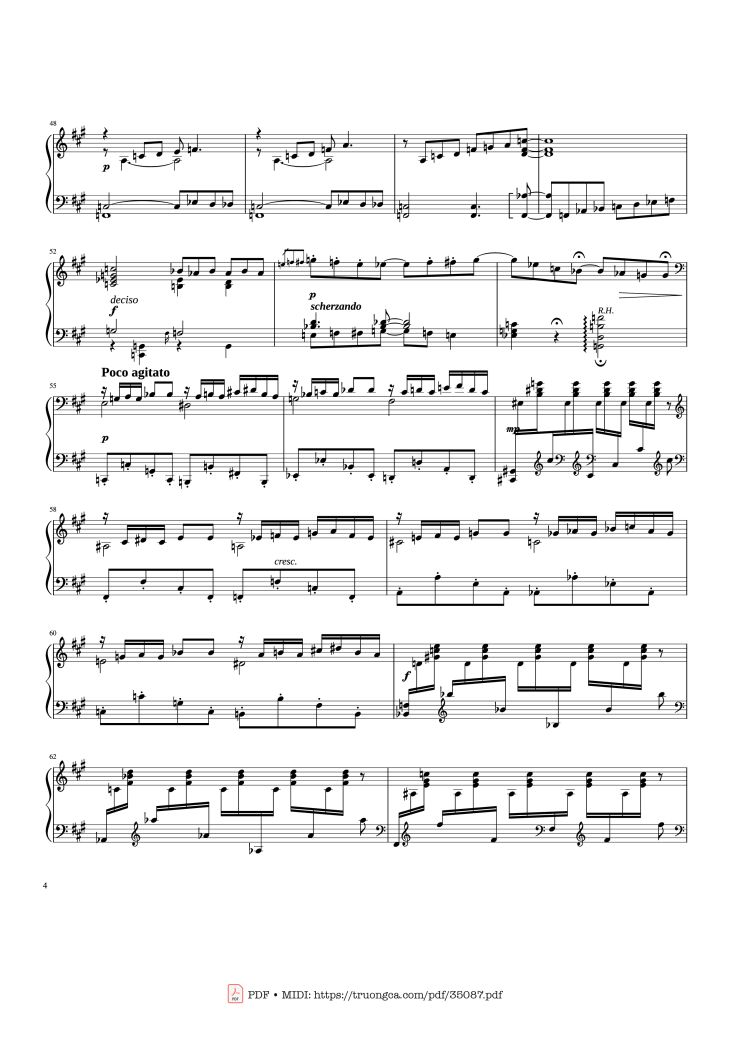 Page 4 of the piano sheet music PDF Piano – Rhapsody in Blue Piano by George Gershwin