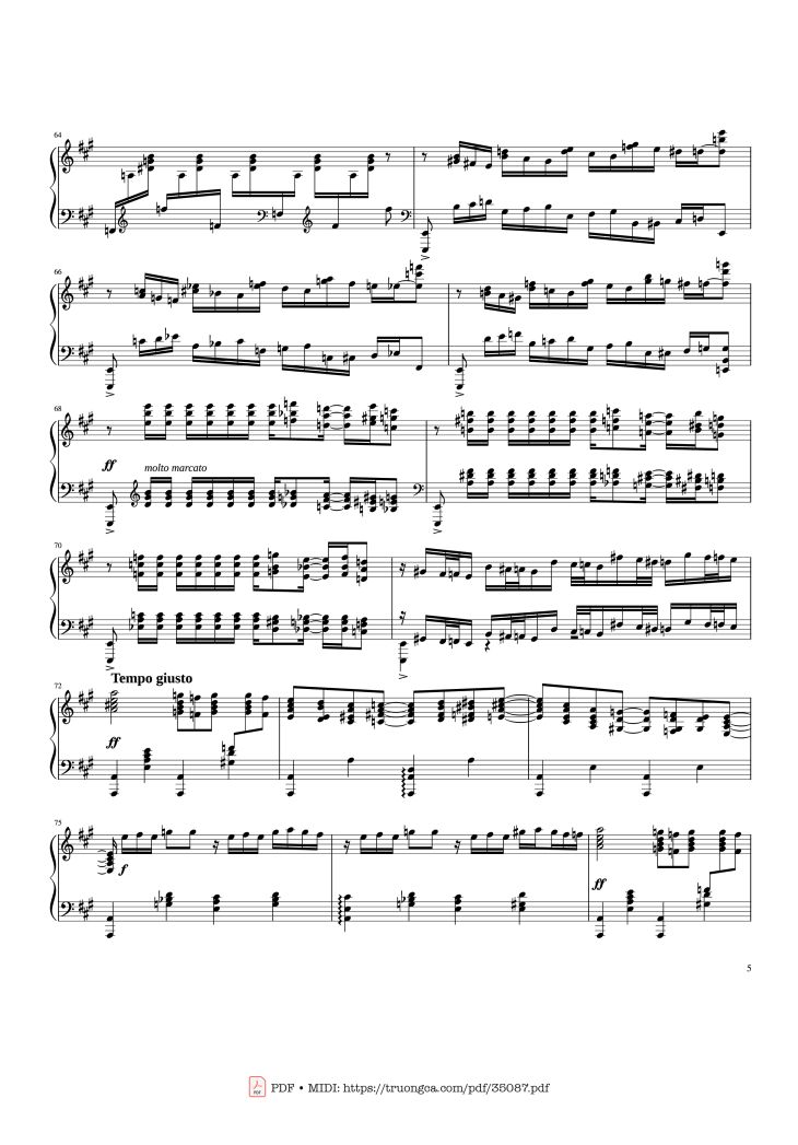 Page 5 of the piano sheet music PDF Piano – Rhapsody in Blue Piano by George Gershwin