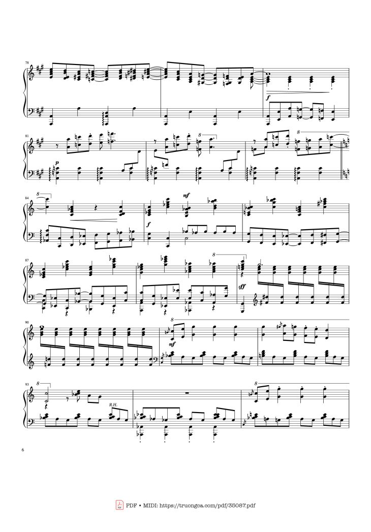 Page 6 of the piano sheet music PDF Piano – Rhapsody in Blue Piano by George Gershwin