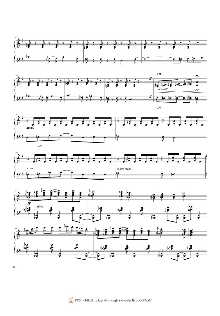 Page 10 of the piano sheet music PDF Piano – Rhapsody in Blue Piano by George Gershwin