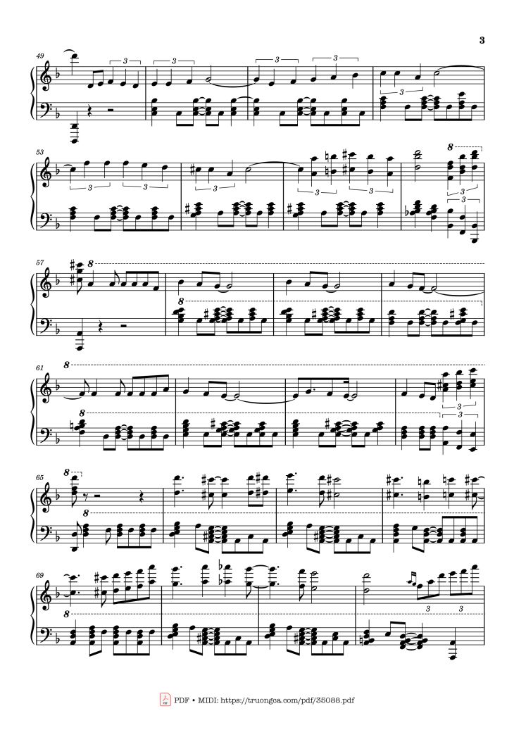 Page 3 of the piano sheet music PDF Piano – Sway Piano by Dean Martin