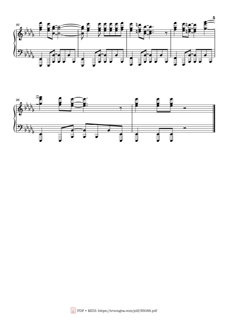 Page 5 of the piano sheet music PDF Piano – Sway Piano by Dean Martin