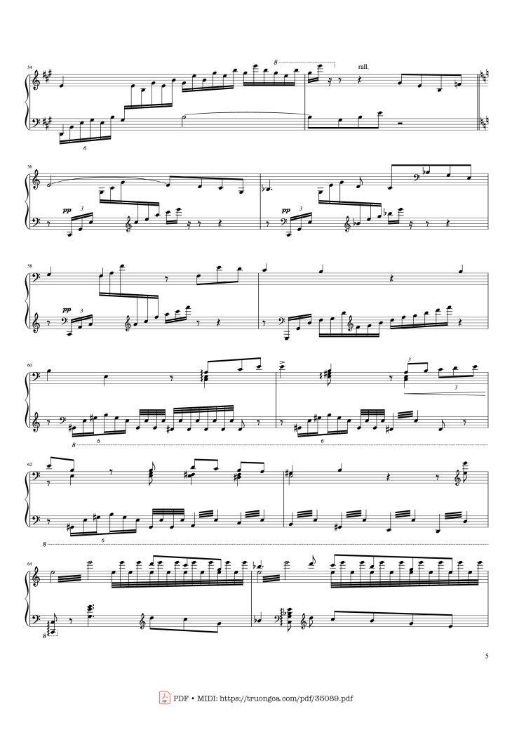 Page 5 of the piano sheet music PDF Piano – Hymne à Sainte Cécile Piano Solo by Franz Liszt