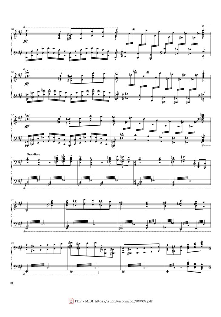 Page 10 of the piano sheet music PDF Piano – Hymne à Sainte Cécile Piano Solo by Franz Liszt