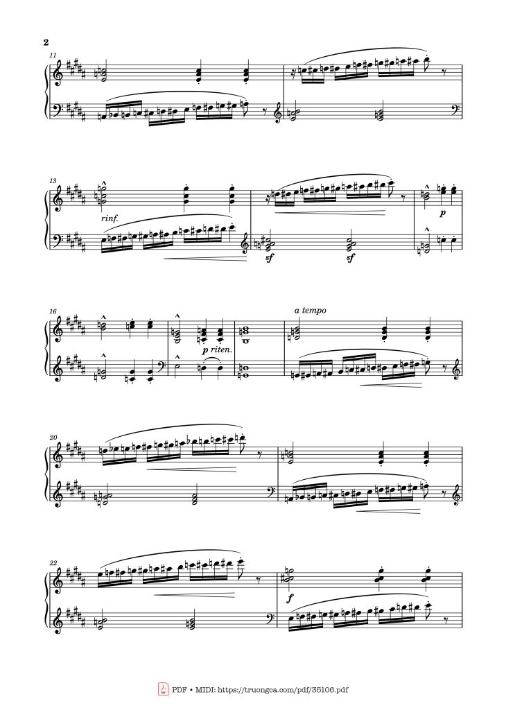 Page 2 of the piano sheet music PDF Piano – Étude No. 20 in B Major Piano by Stephen Heller