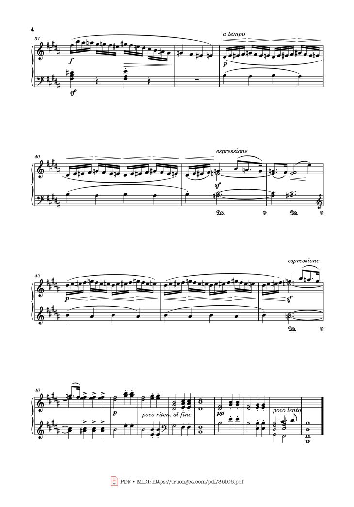 Page 4 of the piano sheet music PDF Piano – Étude No. 20 in B Major Piano by Stephen Heller