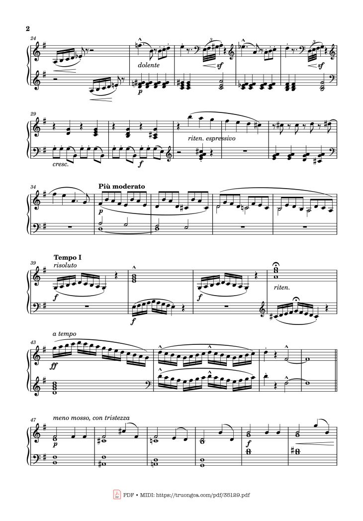 Page 2 of the piano sheet music PDF Piano – Étude No. 24 in G Major Piano by Stephen Heller
