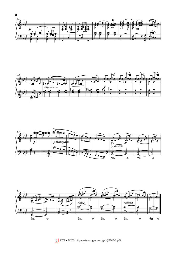 Page 2 of the piano sheet music PDF Piano – Étude No. 23 in A♭ Major Piano by Stephen Heller
