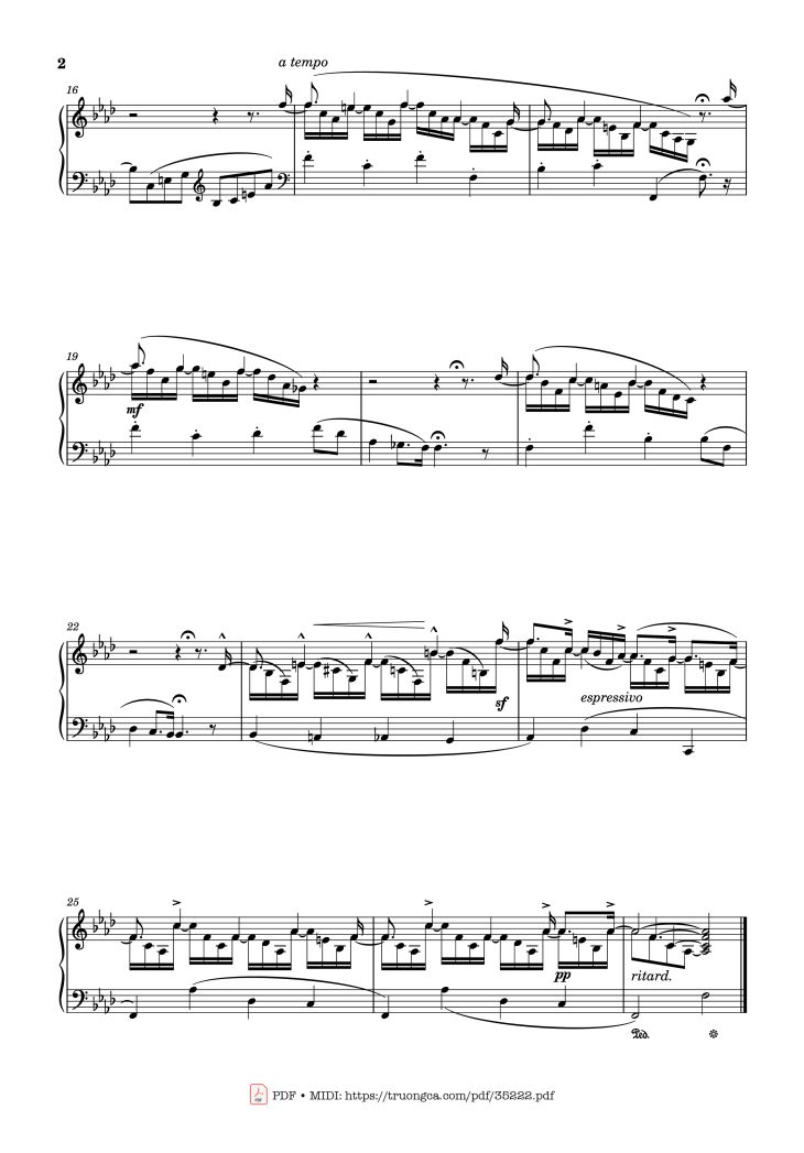 Page 2 of the piano sheet music PDF Piano – Étude No. 22 in F Minor Piano by Stephen Heller