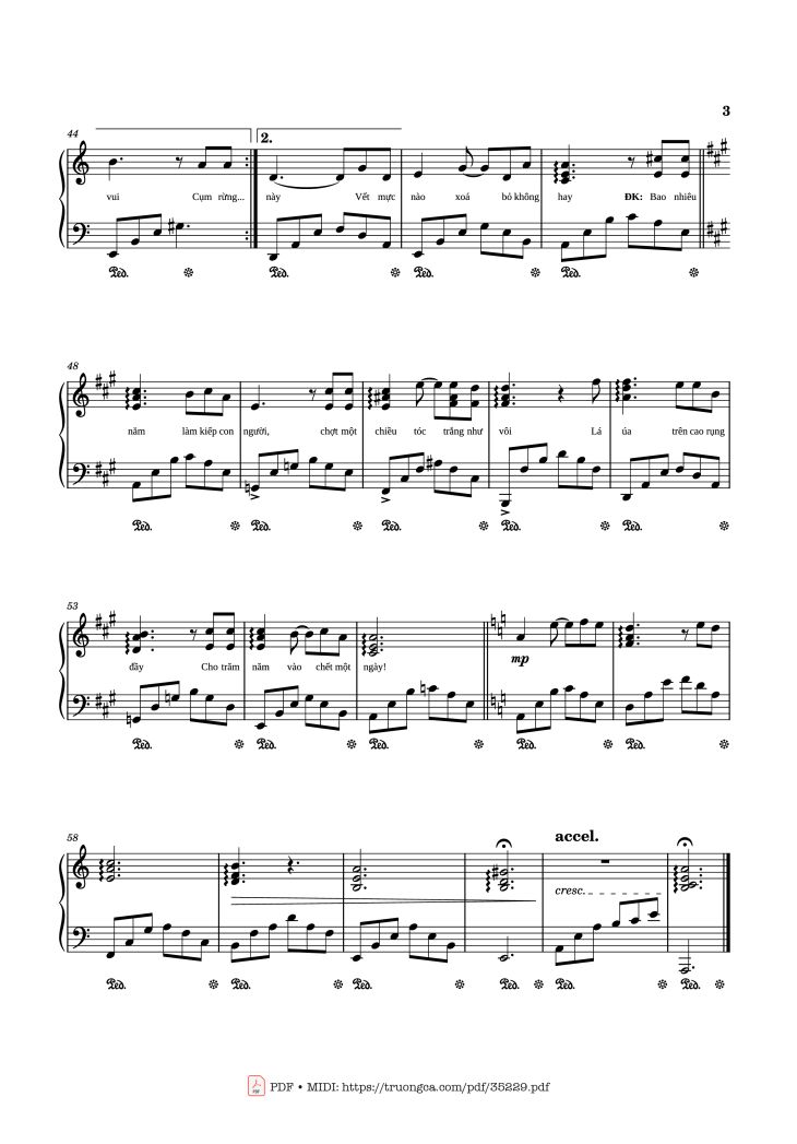 Page 3 of the piano sheet music PDF Piano – Cát bụi Piano by Trịnh Công Sơn